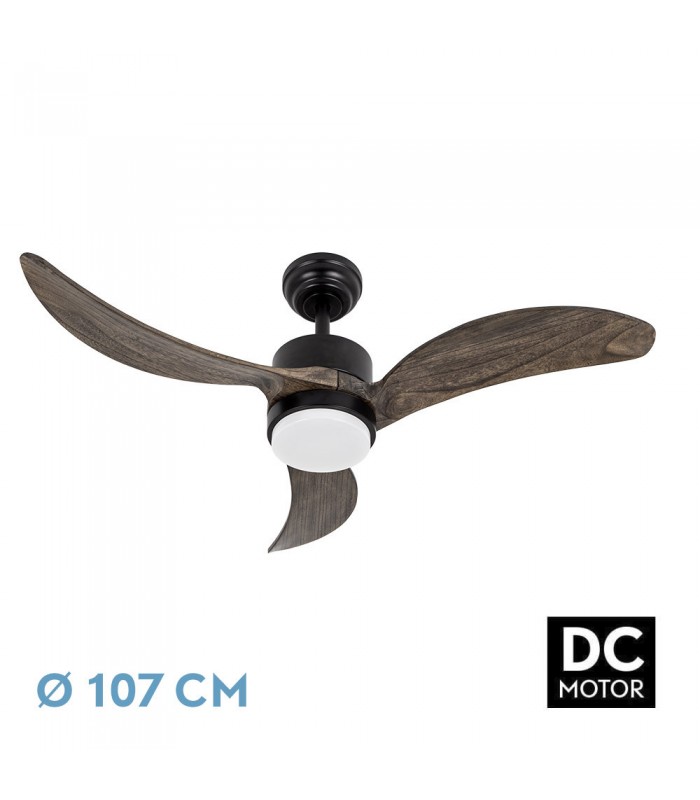 Ventilador de Techo BEMBEZAR Negro DC 24W 2424Lm 3 Aspas Roble CCT