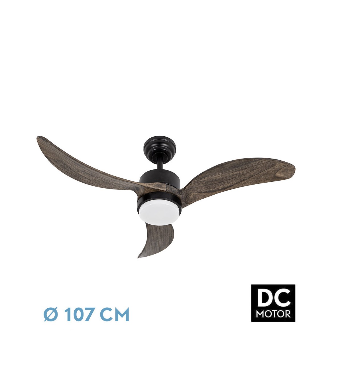 Ventilador de Techo BEMBEZAR Negro DC 24W 2424Lm 3 Aspas Roble CCT