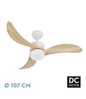 Ventilador de Techo BEMBEZAR Blanco DC 24W 2424Lm 3 Aspas Haya CCT