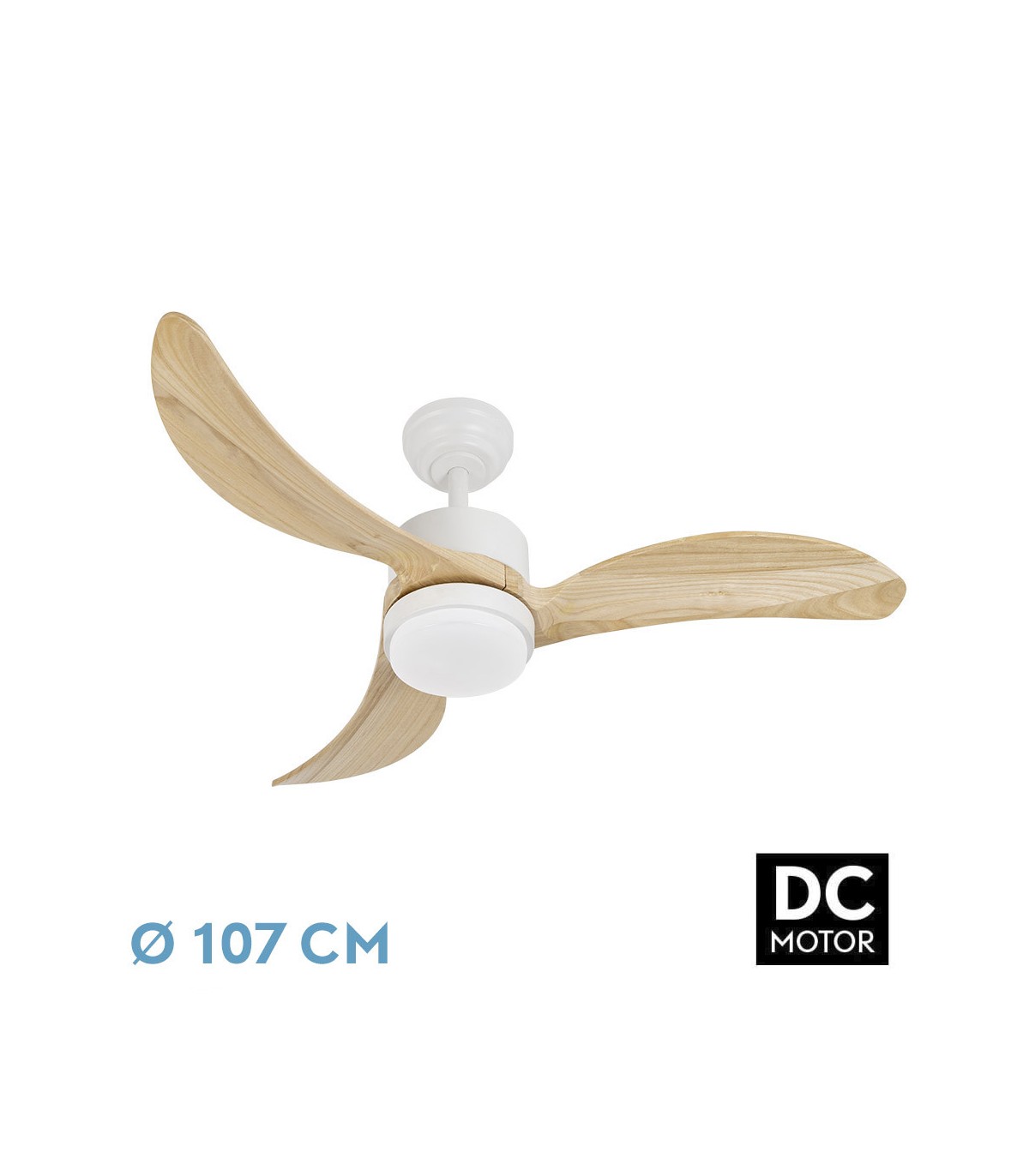 Ventilador de Techo BEMBEZAR Blanco DC 24W 2424Lm 3 Aspas Haya CCT