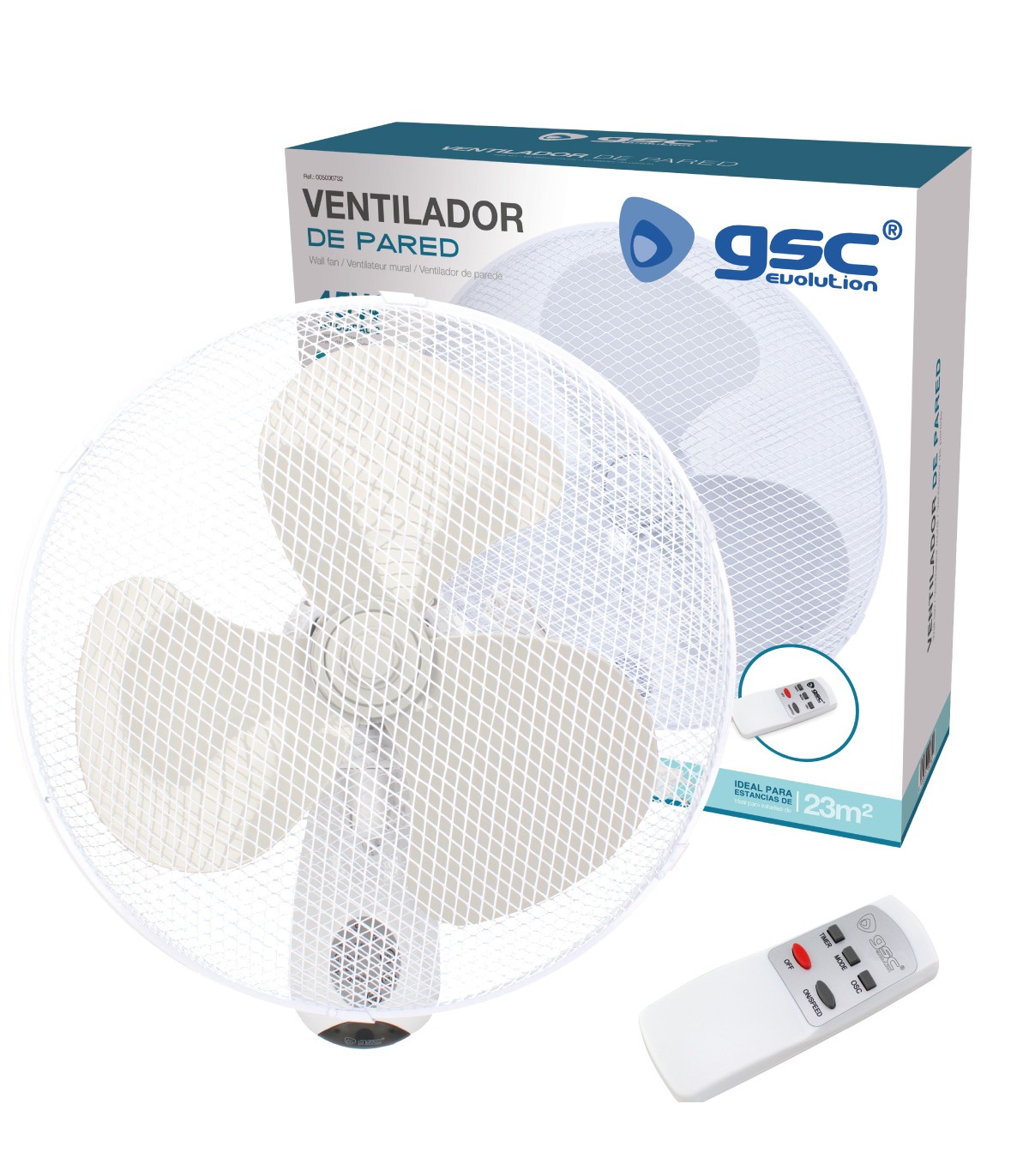 Ventilador De Pared Sautar 45W 43cm Blanco + Mando