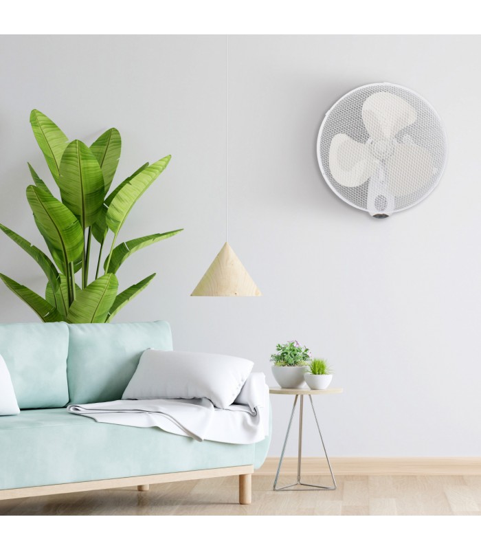 Ventilador De Pared Sautar 45W 43cm Blanco + Mando