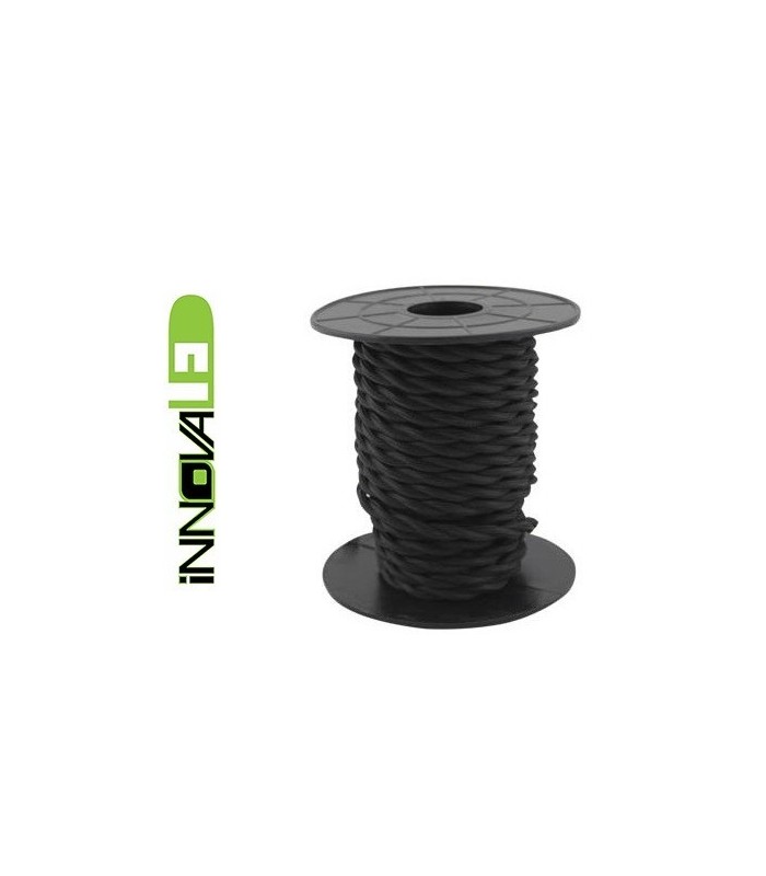 Cable Textil Trenzado Negro 2x0.75mm - Metro