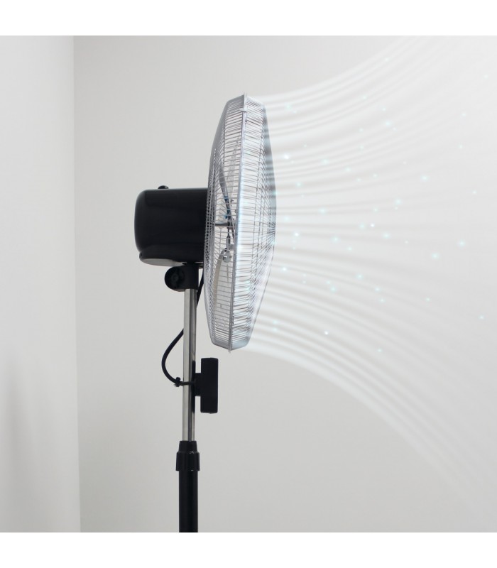 Ventilador De Pie Metálico Lumbo 70W 50cm Negro/Cromo + Mando