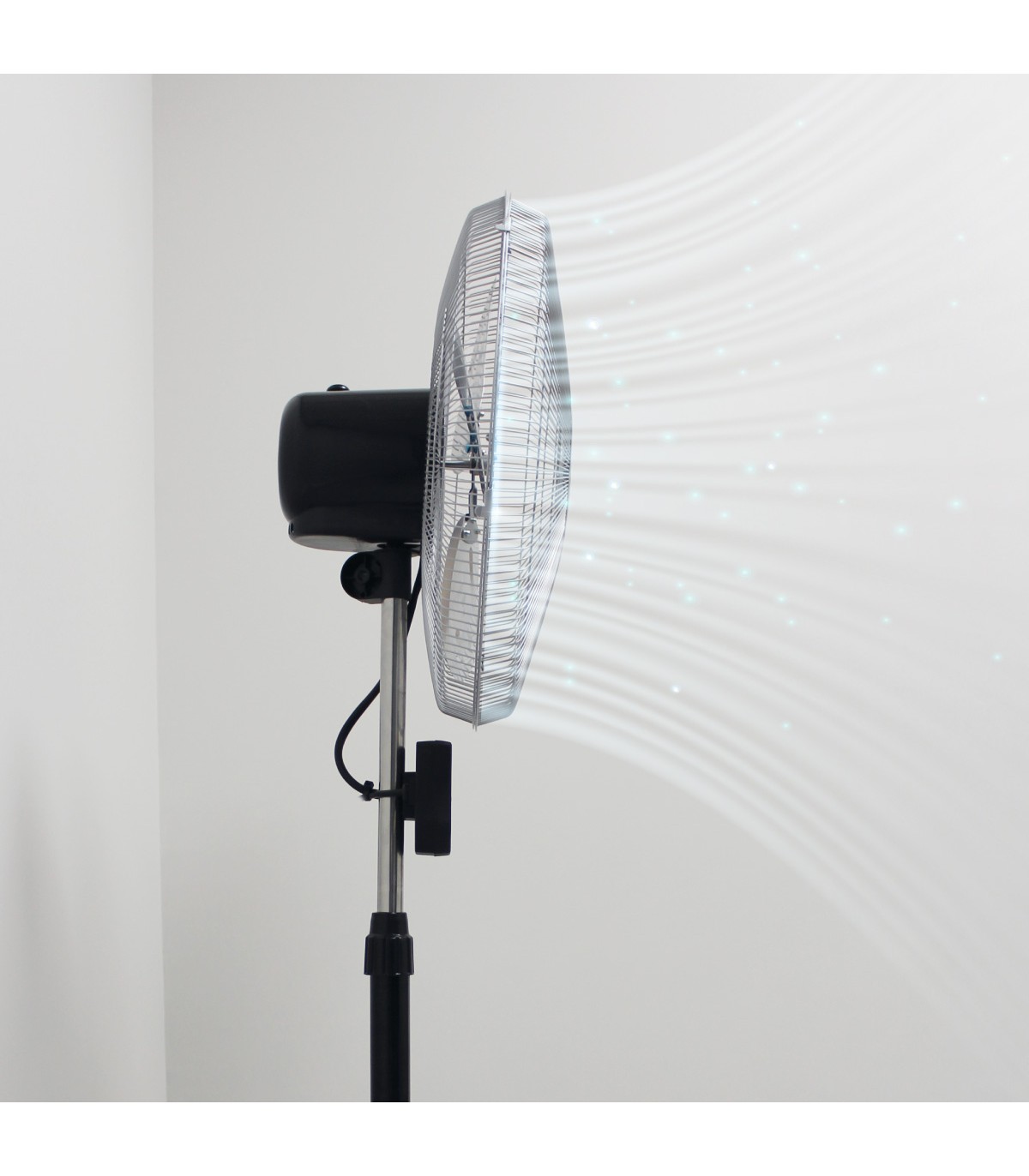Ventilador De Pie Metálico Lumbo 70W 50cm Negro/Cromo + Mando