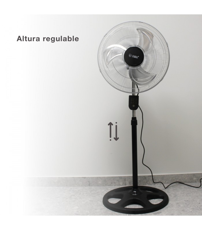 Ventilador De Pie Metálico Lumbo 70W 50cm Negro/Cromo + Mando