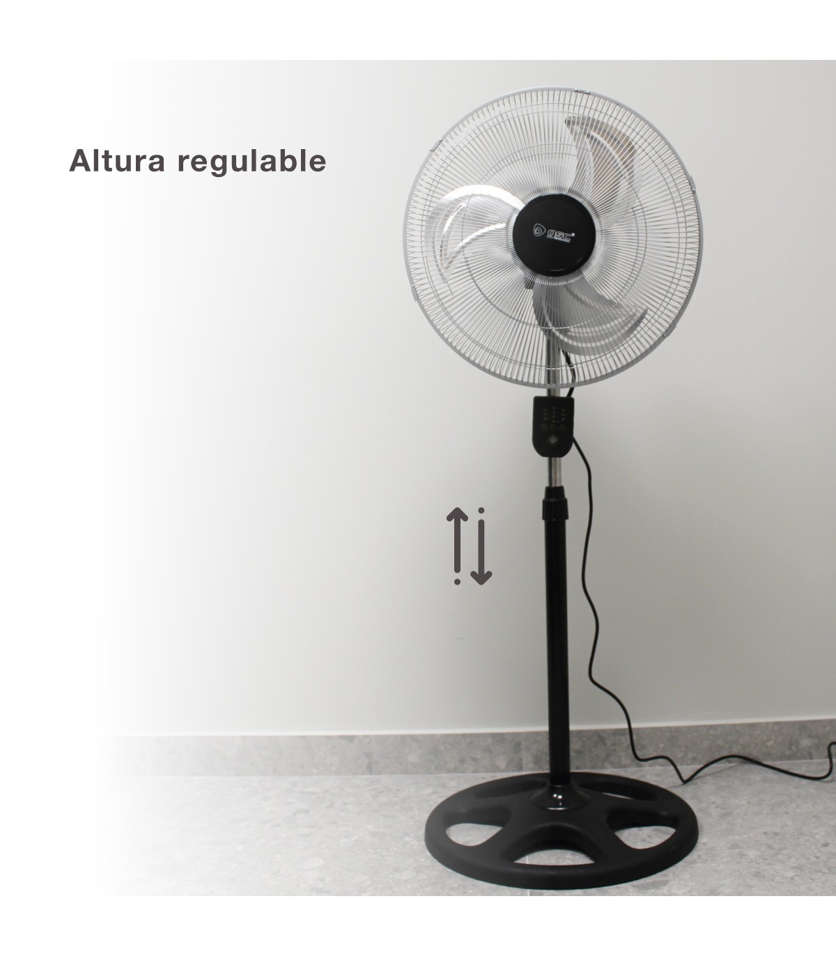 Ventilador De Pie Metálico Lumbo 70W 50cm Negro/Cromo + Mando