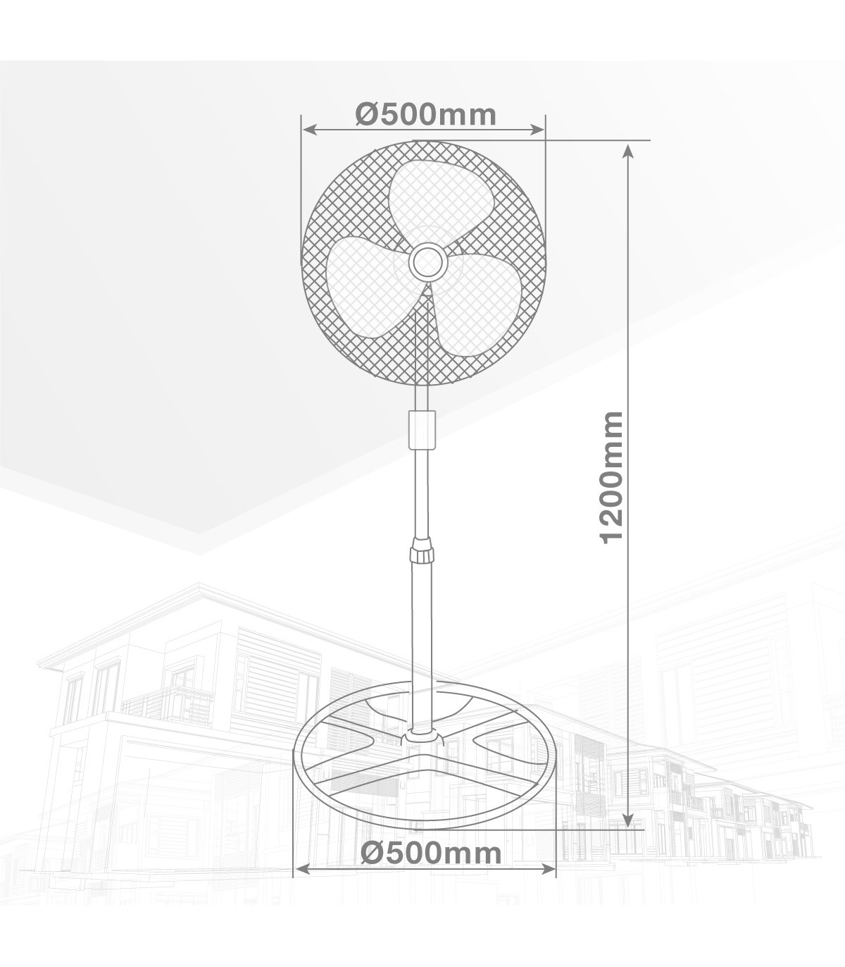 Ventilador De Pie Metálico Lumbo 70W 50cm Negro/Cromo + Mando
