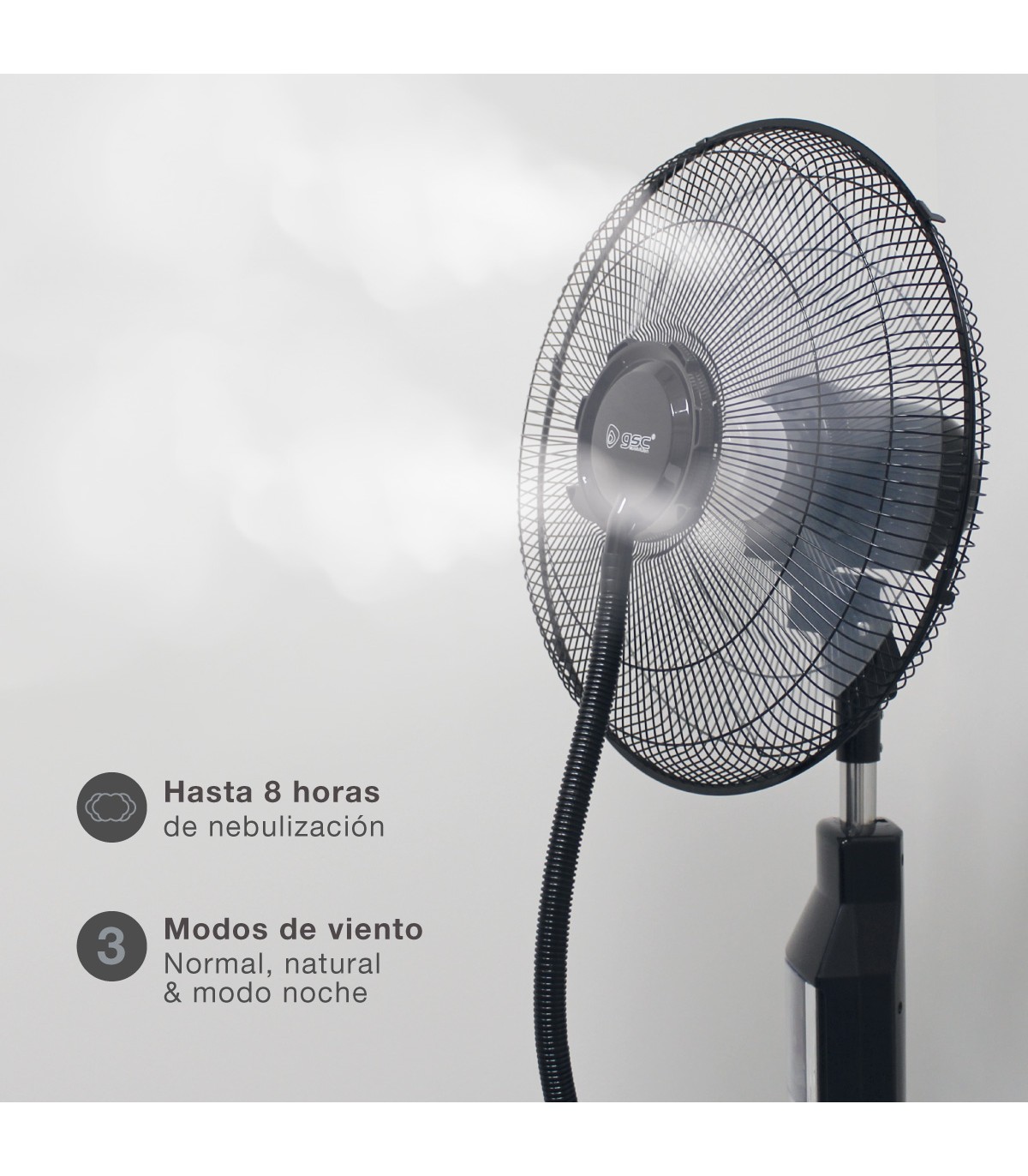 Ventilador Vaporizador De Pie Hukam 70W 40cm Negro + Mando