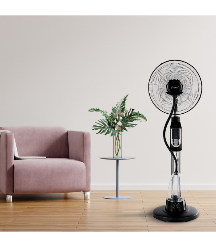 Ventilador Vaporizador De Pie Hukam 70W 40cm Negro + Mando