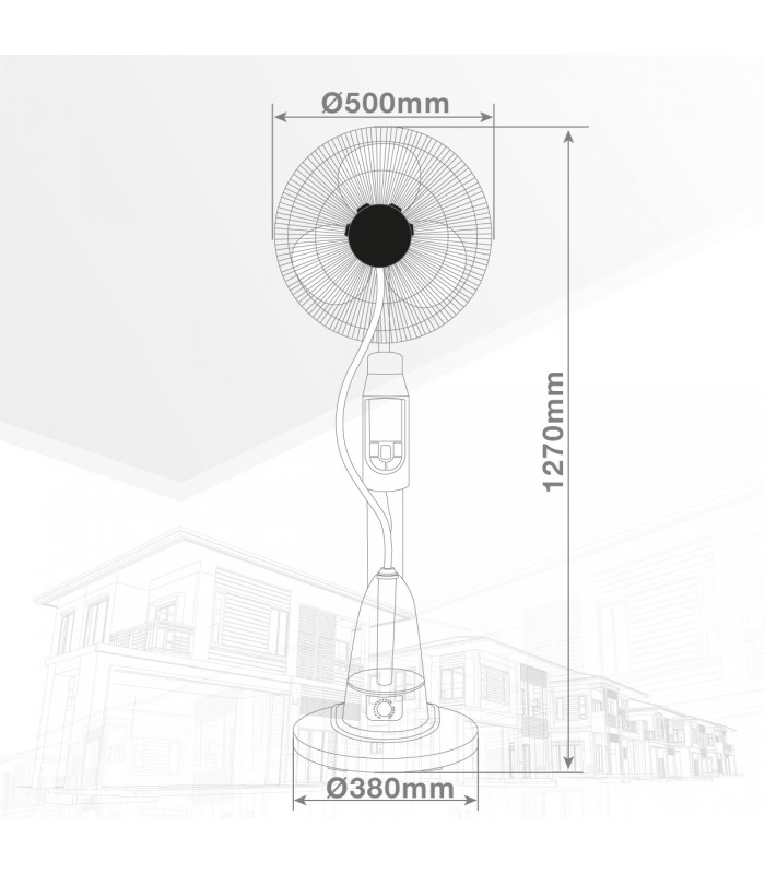 Ventilador Vaporizador De Pie Hukam 70W 40cm Negro + Mando