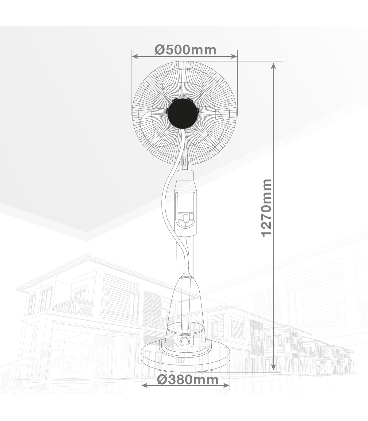Ventilador Vaporizador De Pie Hukam 70W 40cm Negro + Mando