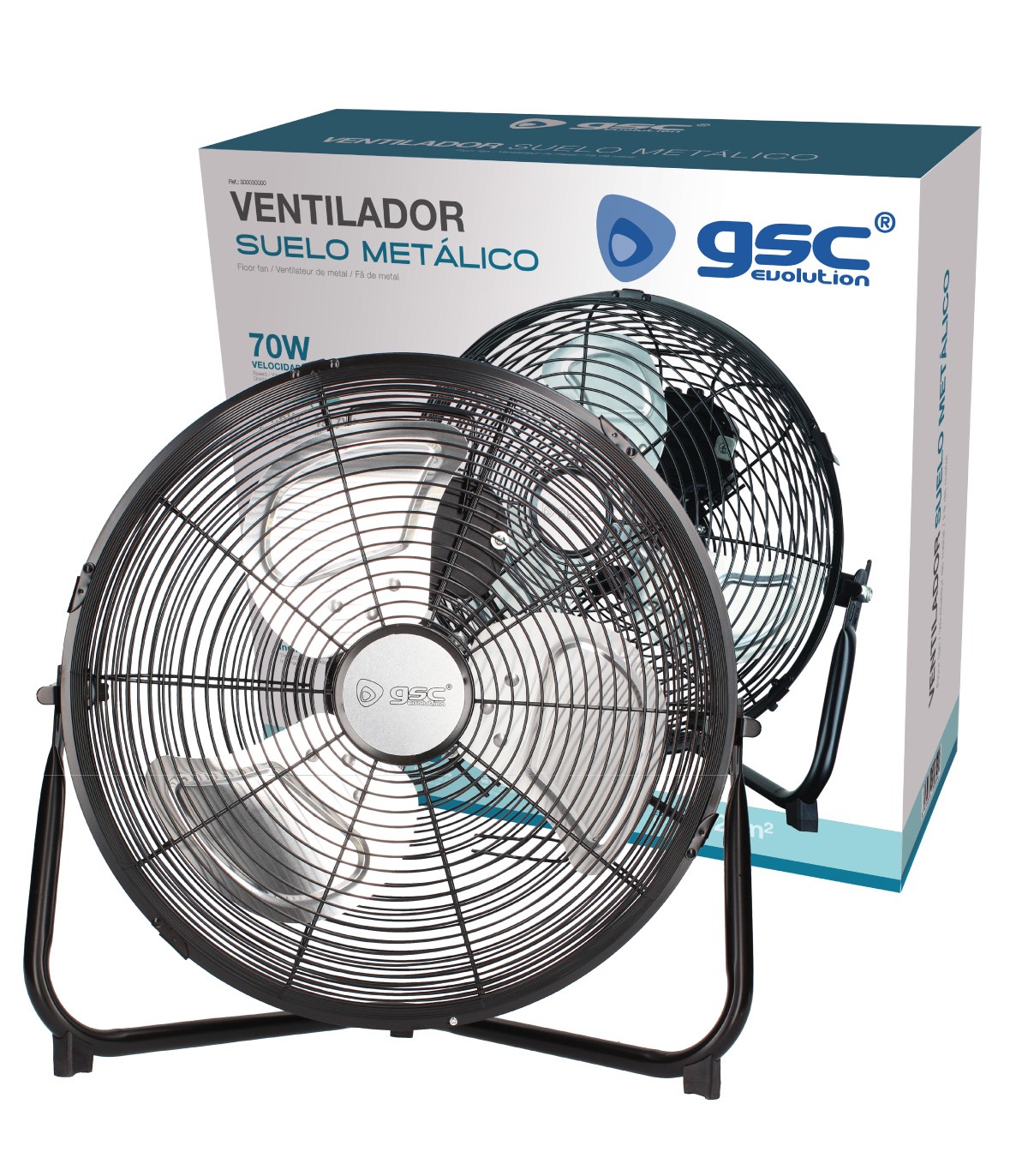 Ventilador Metálico De Suelo Gumba 70W 40cm Negro