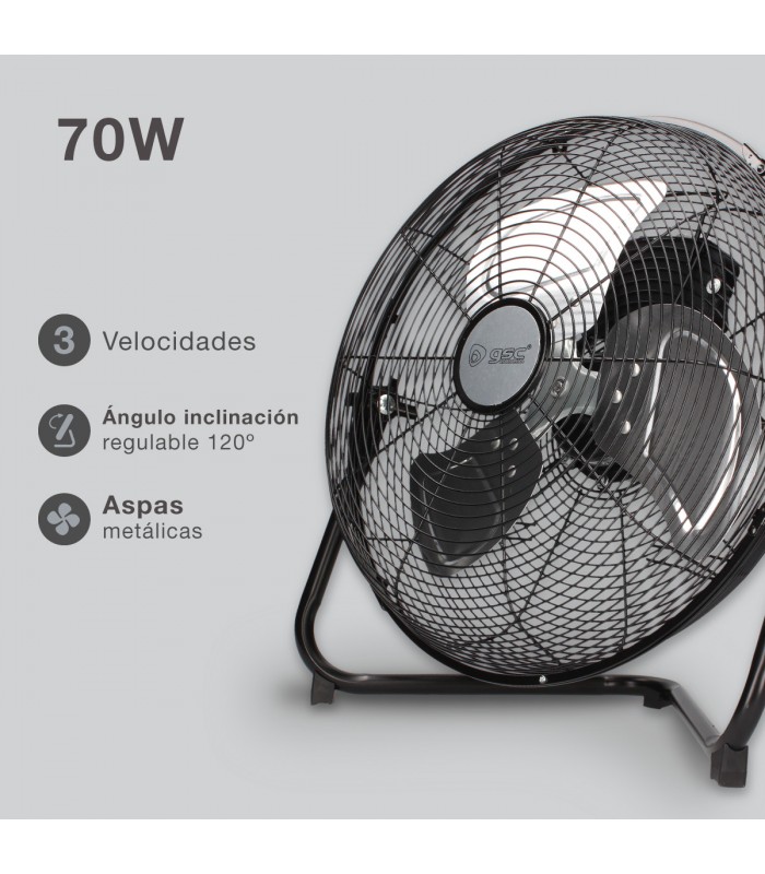 Ventilador Metálico De Suelo Gumba 70W 40cm Negro