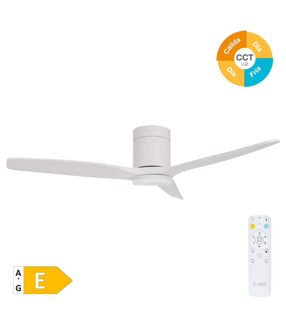 Ventilador Kasama Blanco DC 15W 1534Lm 3 Aspas Blanco CCT