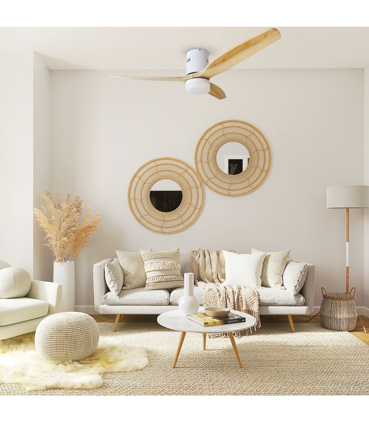 Ventilador Kasama Blanco DC 15W 1534Lm 3 Aspas Haya CCT