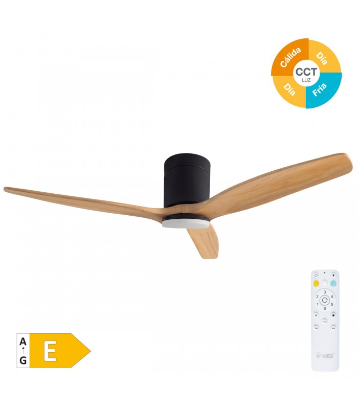 Ventilador Kasama Negro DC 15W 1534Lm 3 Aspas Haya CCT