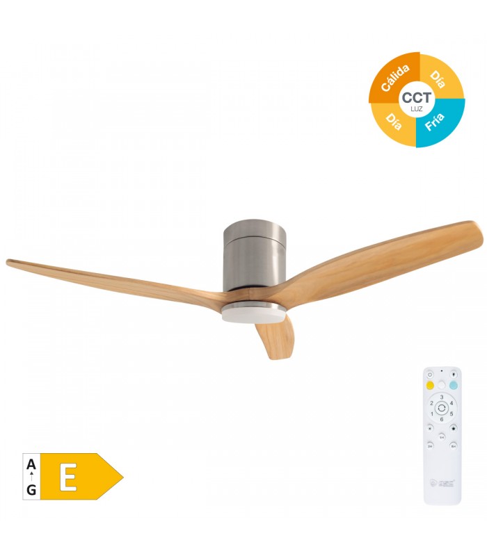 Ventilador Kasama Niquel DC 15W 1534Lm 3 Aspas Haya CCT