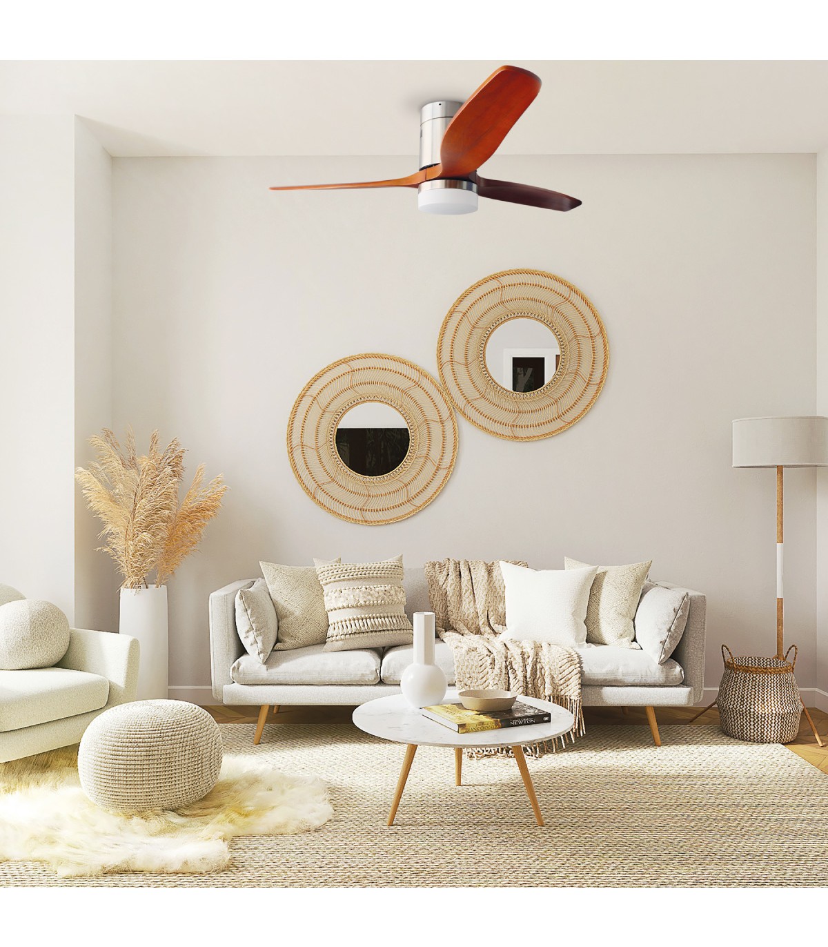 Ventilador Kasama Niquel DC 15W 1534Lm 3 Aspas Roble CCT