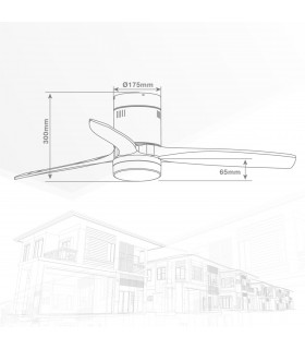 Ventilador Kasama Niquel DC 15W 1534Lm 3 Aspas Roble CCT