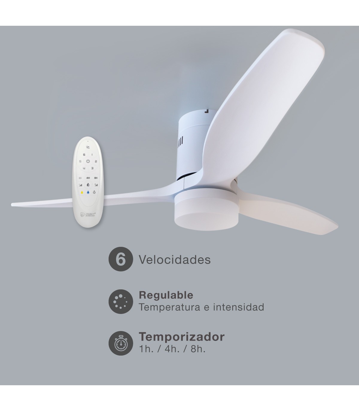 Ventilador Kasama Blanco DC 15W 1534Lm 3 Aspas Blanco CCT