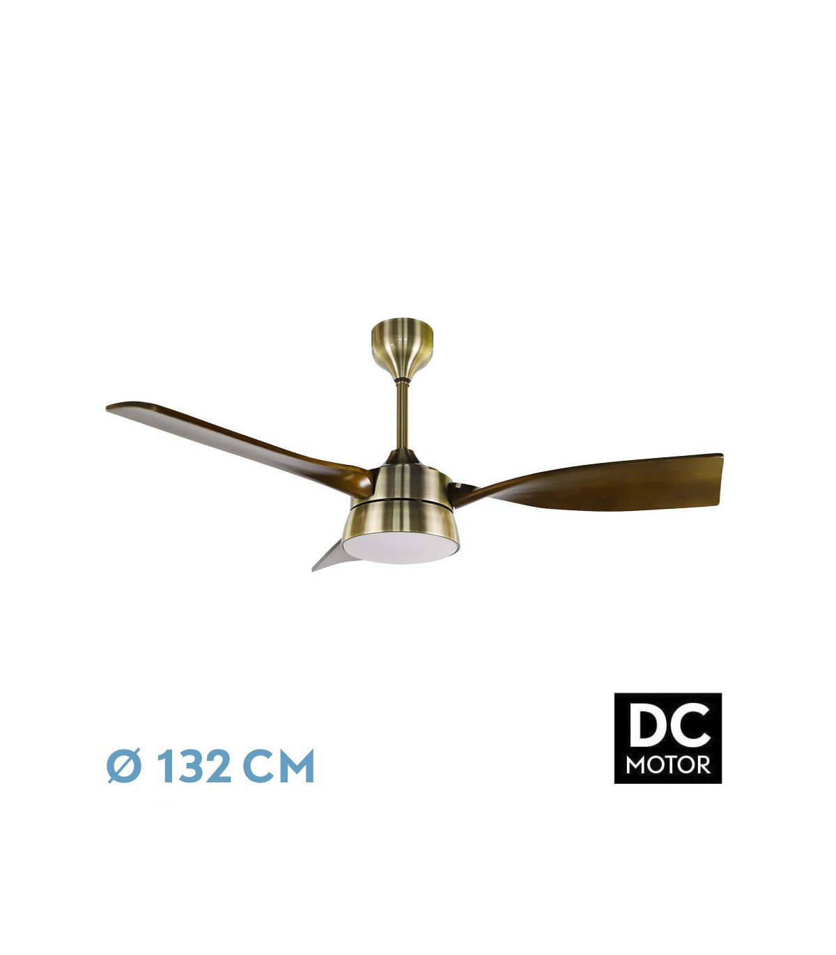 Ventilador de Techo ESTIO Cuero DC 24W 2650Lm 3 Aspas Roble CCT