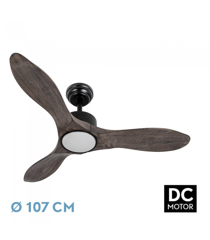 Ventilador de Techo SEGRE Negro DC 24W 2424Lm 3 Aspas Roble CCT