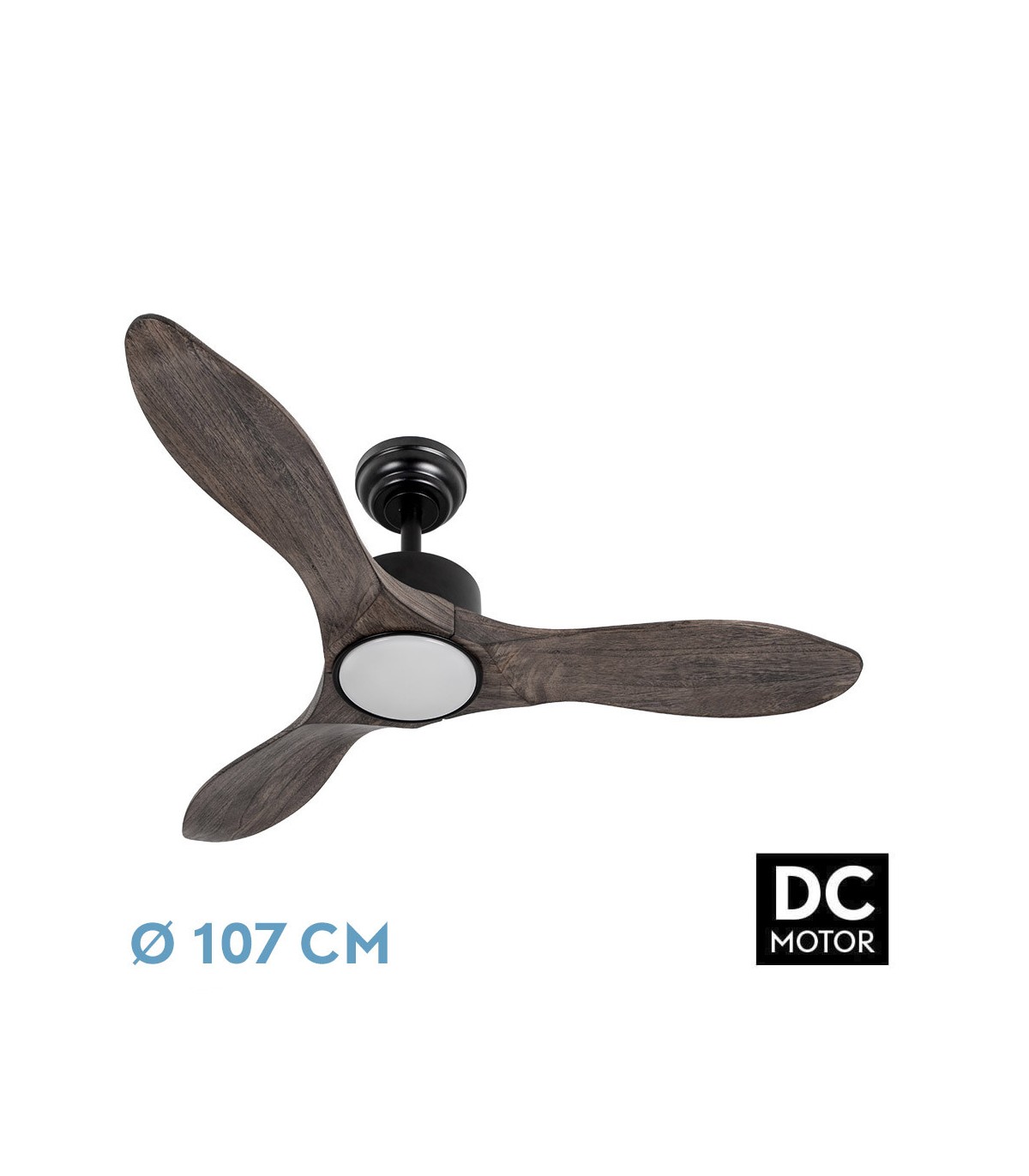 Ventilador de Techo SEGRE Negro DC 24W 2424Lm 3 Aspas Roble CCT