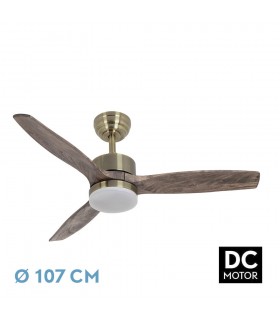 Ventilador de Techo TORINO Cuero DC 24W 2424Lm 3 Aspas Roble CCT