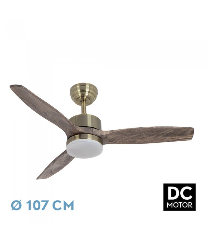 Ventilador de Techo TORINO Cuero DC 24W 2424Lm 3 Aspas Roble CCT