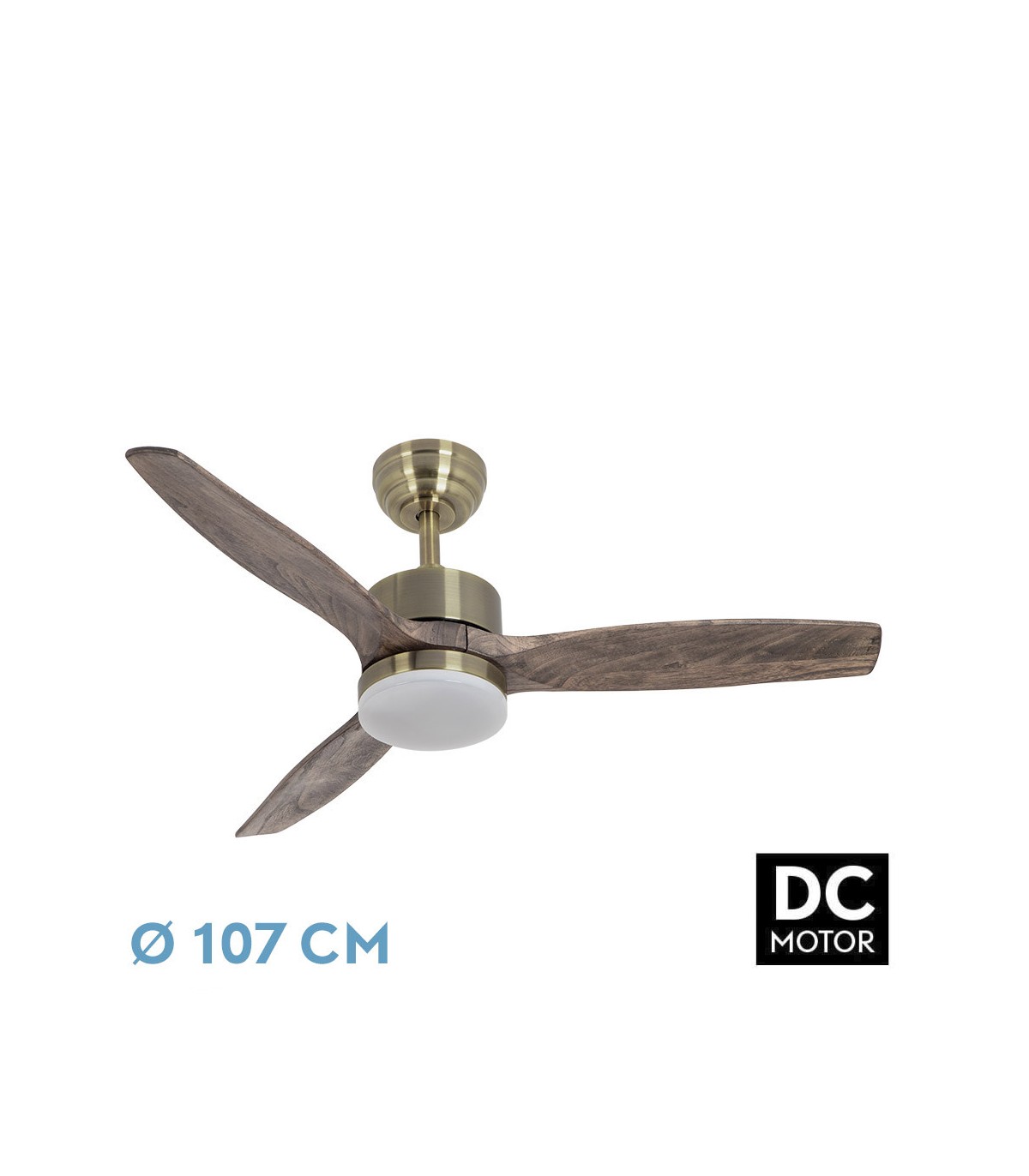 Ventilador de Techo TORINO Cuero DC 24W 2424Lm 3 Aspas Roble CCT