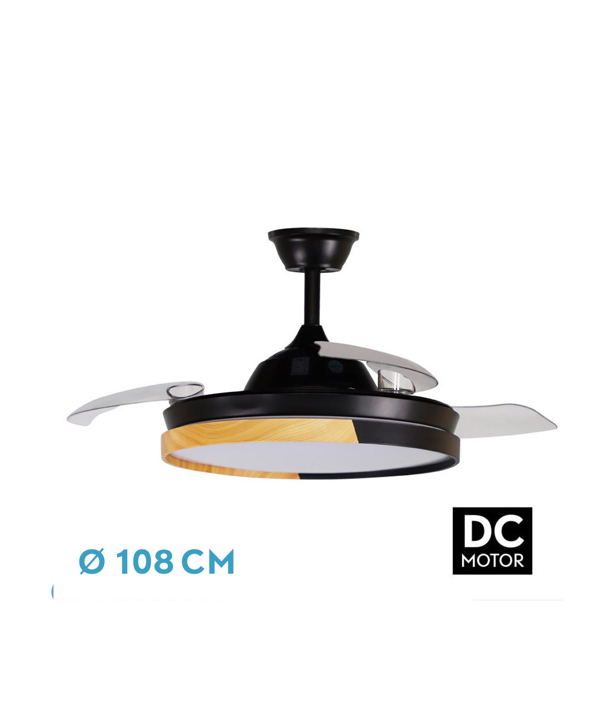 Ventilador Emperador DC 72W 7200Lm 3 Aspas Negro/Haya CCT