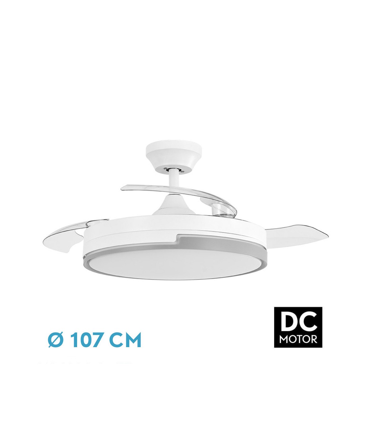 Ventilador Olimpia DC 72W 7200Lm 3 Aspas Blanco/Gris CCT