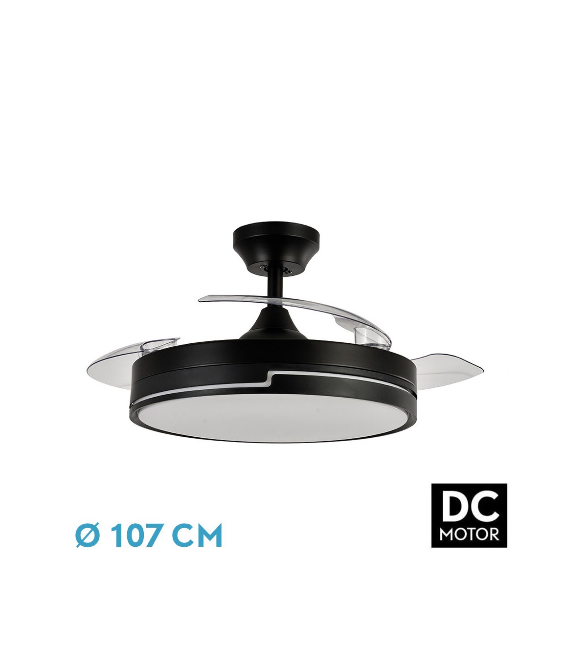 Ventilador Olimpia DC 72W 7200Lm 3 Aspas Negro CCT