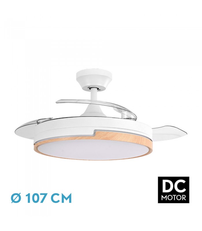 Ventilador Olimpia DC 72W 7200Lm 3 Aspas Blanco/Haya CCT