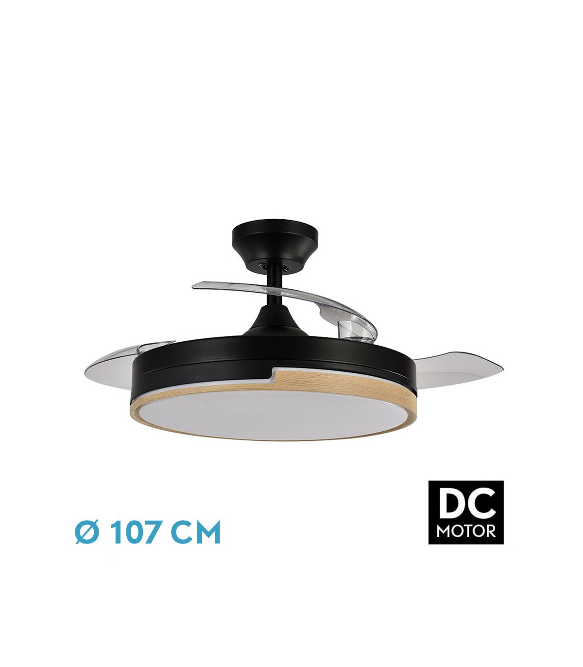 Ventilador Olimpia DC 72W 7200Lm 3 Aspas Negro/Haya CCT