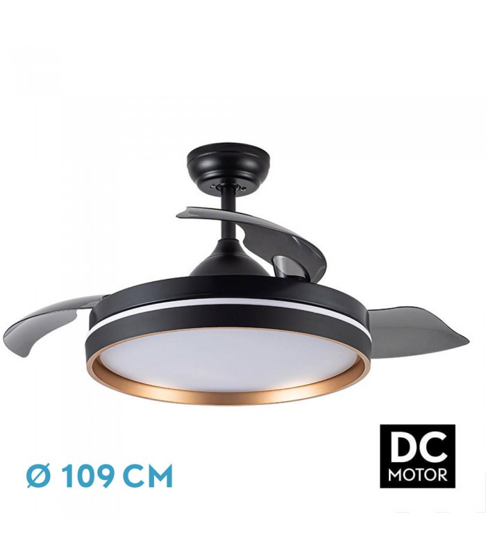 Ventilador Nalon DC 72W 7200Lm 3 Aspas Negro/Oro CCT