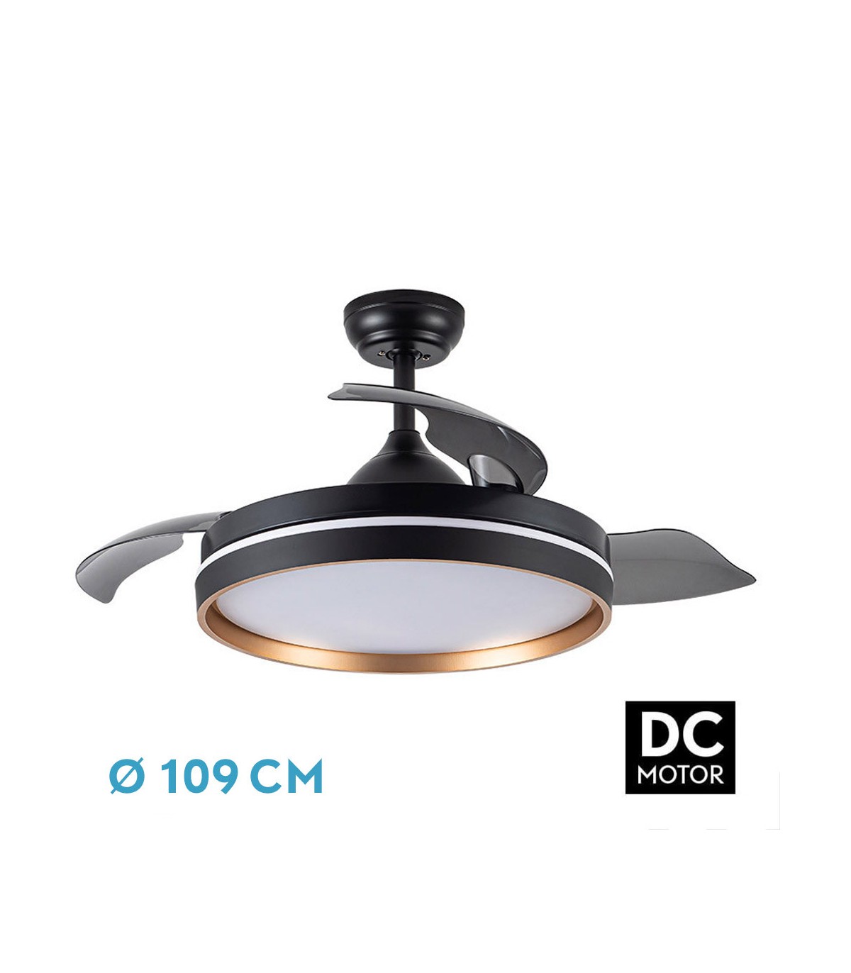 Ventilador Nalon DC 72W 7200Lm 3 Aspas Negro/Oro CCT