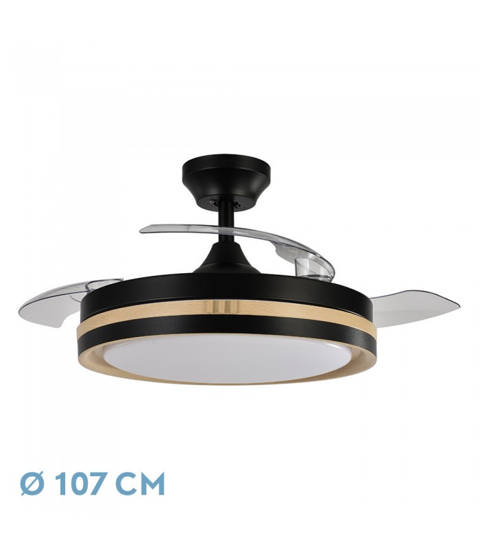 Ventilador Viper DC 72W 7200Lm 3 Aspas Negro/Haya CCT