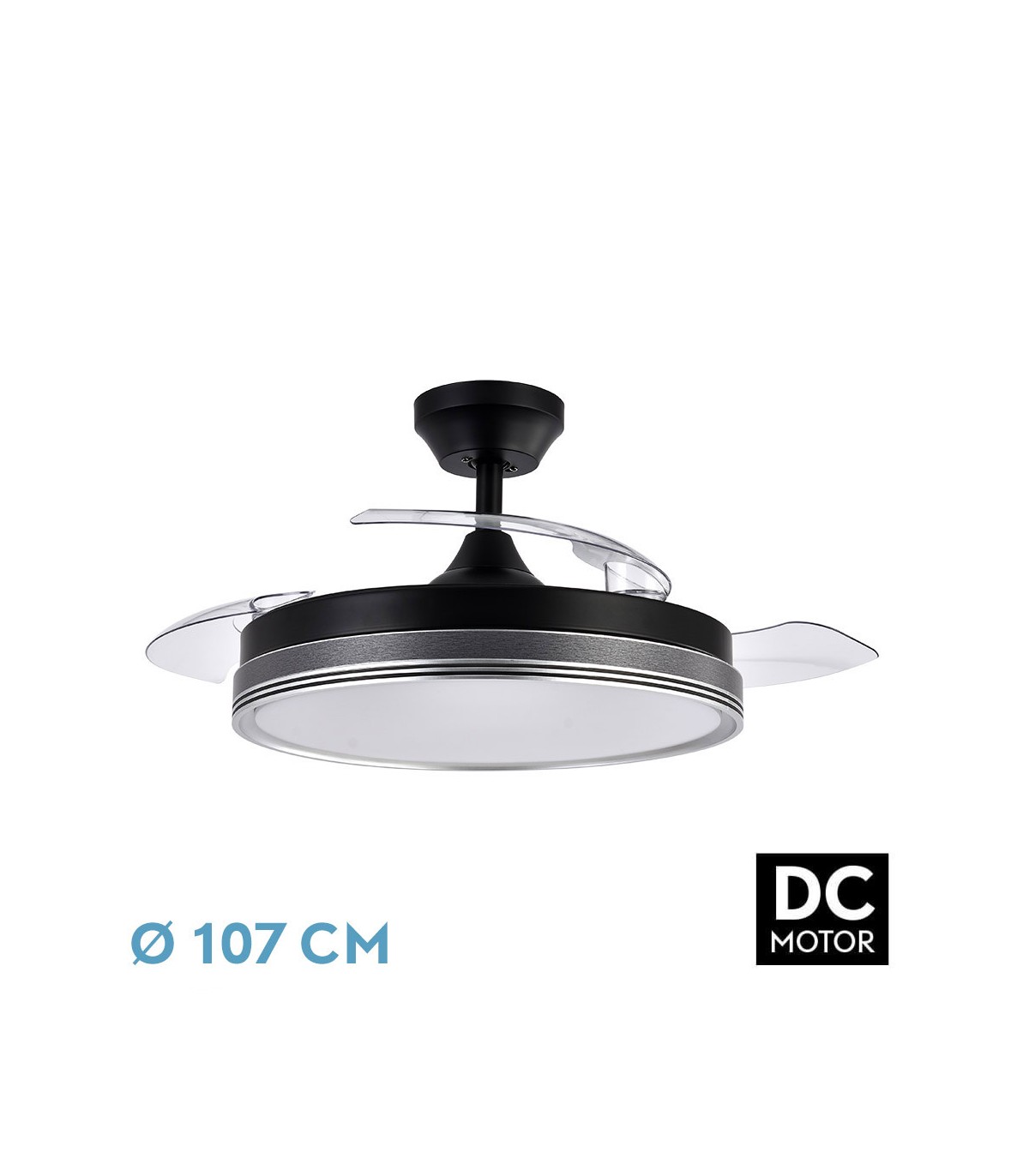 Ventilador Escarcha DC 72W 7200Lm 3 Aspas Negro/Gris CCT