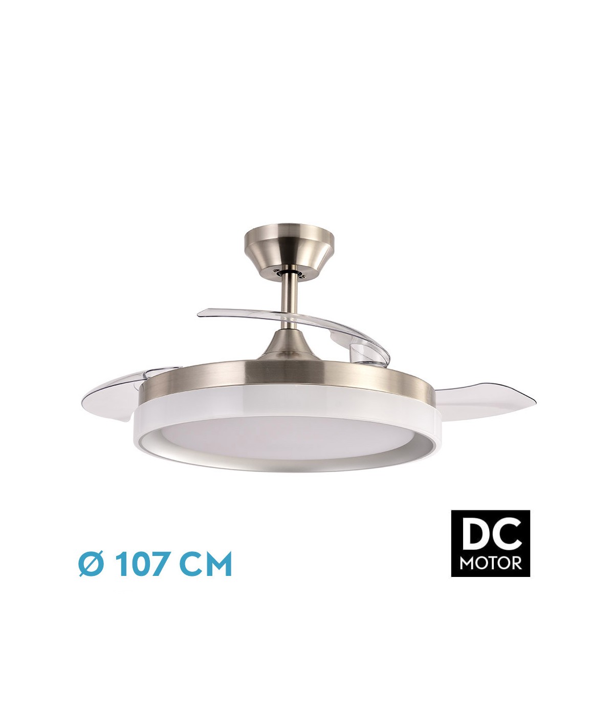 Ventilador Zenit DC 72W 7200Lm 3 Aspas Niquel CCT