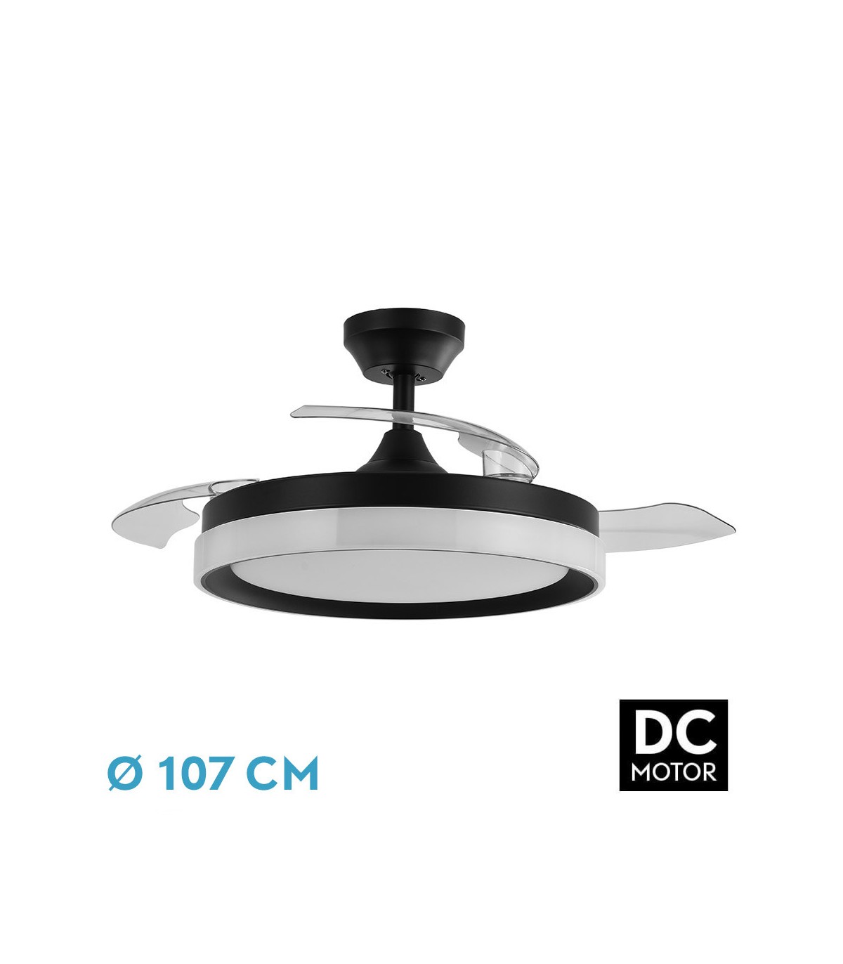 Ventilador Zenit DC 72W 7200Lm 3 Aspas Negro CCT