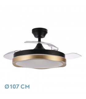 Ventilador Blondi DC 72W 7200Lm 3 Aspas Negro/Oro CCT