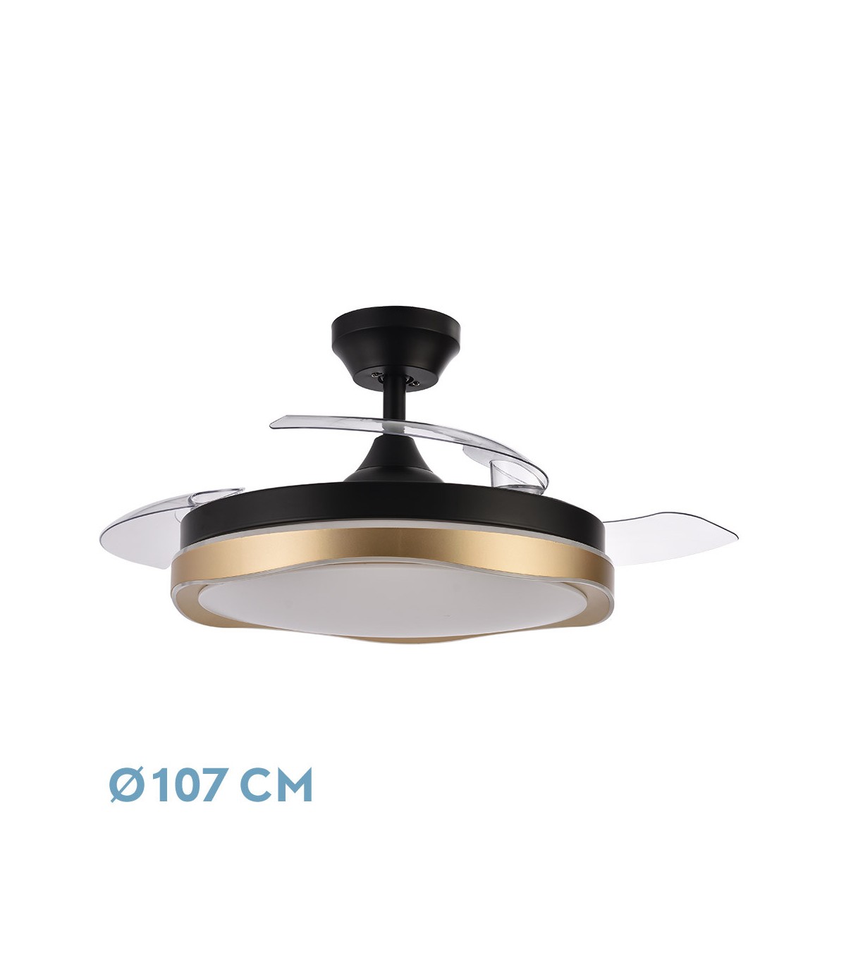 Ventilador Blondi DC 72W 7200Lm 3 Aspas Negro/Oro CCT