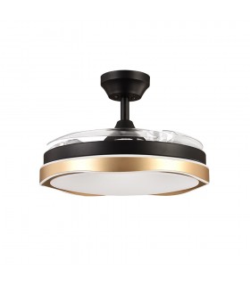 Ventilador Blondi DC 72W 7200Lm 3 Aspas Negro/Oro CCT