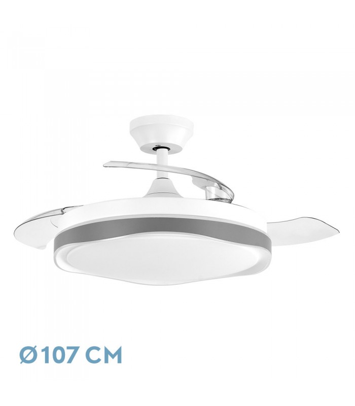 Ventilador Blondi DC 72W 7200Lm 3 Aspas Blanco/Plata CCT