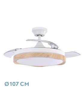 Ventilador Blondi DC 72W 7200Lm 3 Aspas Blanco/Haya CCT