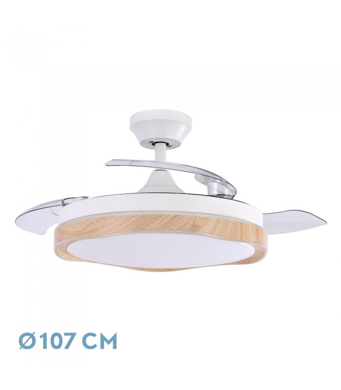 Ventilador Blondi DC 72W 7200Lm 3 Aspas Blanco/Haya CCT