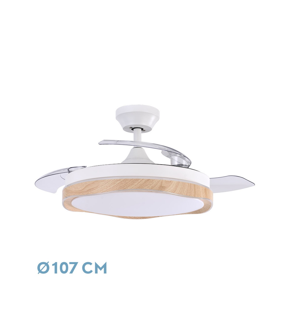 Ventilador Blondi DC 72W 7200Lm 3 Aspas Blanco/Haya CCT