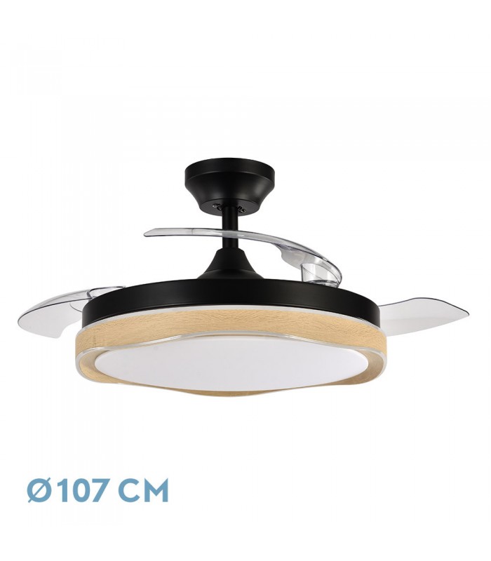 Ventilador Blondi DC 72W 7200Lm 3 Aspas Negro/Haya CCT